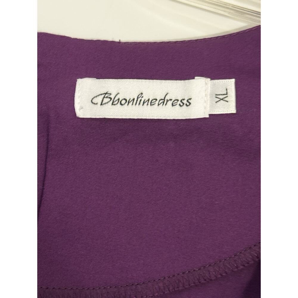 Bbonfine Dress Purple Sz XL Cap Sleeves Knee Length Fall Wedding Cocktail - Picture 7 of 8